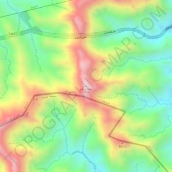 Topografinen kartta Jabal Siha, korkeus, helpotus