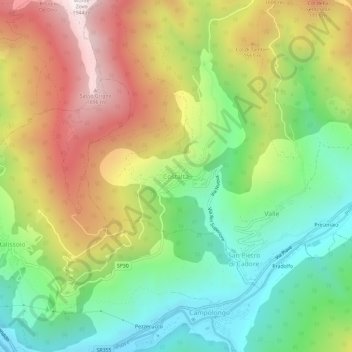 Topografinen kartta Costalta, korkeus, helpotus