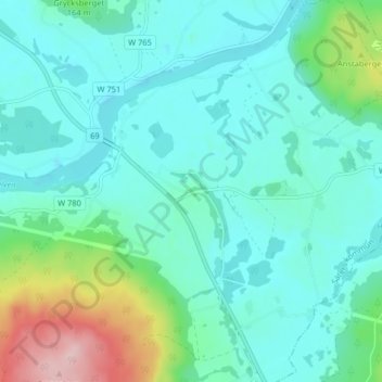 Topografinen kartta Anstahyttan, korkeus, helpotus