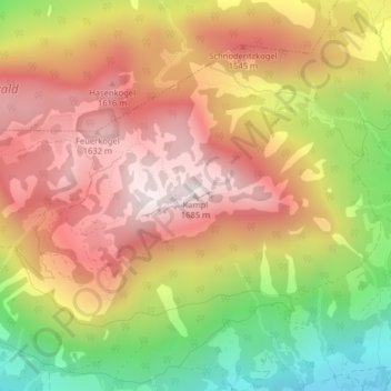 Topografinen kartta Kampl, korkeus, helpotus