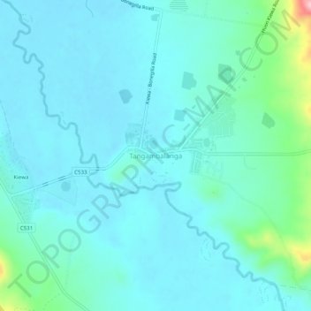 Topografinen kartta Tangambalanga, korkeus, helpotus