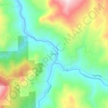 Topografinen kartta Dos Rios, korkeus, helpotus