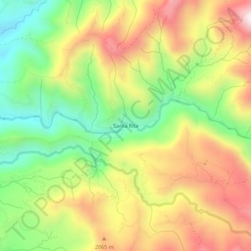 Topografinen kartta Santa Rita, korkeus, helpotus
