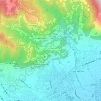 Topografinen kartta Piane, korkeus, helpotus