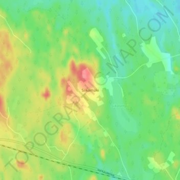 Topografinen kartta Siikamäki, korkeus, helpotus