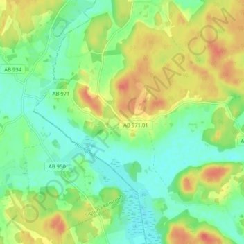 Topografinen kartta Närtuna, korkeus, helpotus