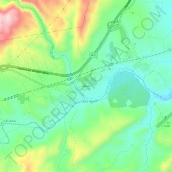 Topografinen kartta Alfaix, korkeus, helpotus