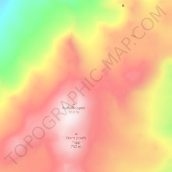 Topografinen kartta Sør-Jan, korkeus, helpotus