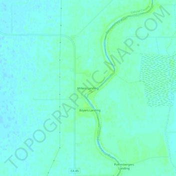 Topografinen kartta Millers Landing, korkeus, helpotus