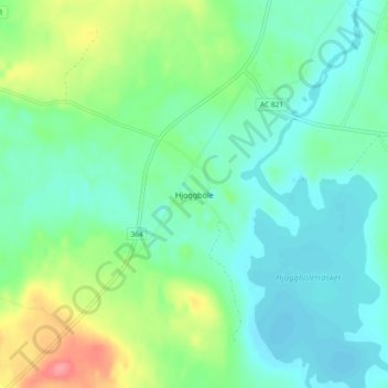Topografinen kartta Hjoggböle, korkeus, helpotus