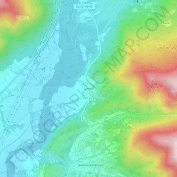 Topografinen kartta Lárrede, korkeus, helpotus