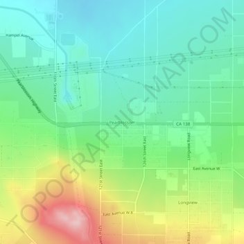 Topografinen kartta Pearblossom, korkeus, helpotus