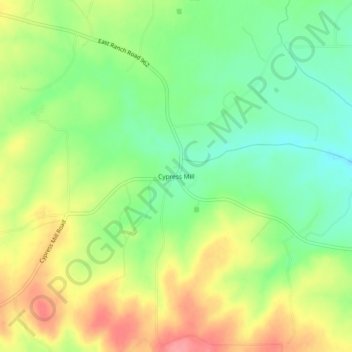 Topografinen kartta Cypress Mill, korkeus, helpotus