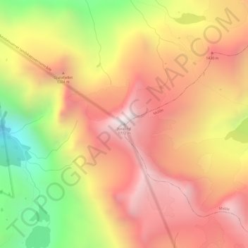 Topografinen kartta Juratind, korkeus, helpotus
