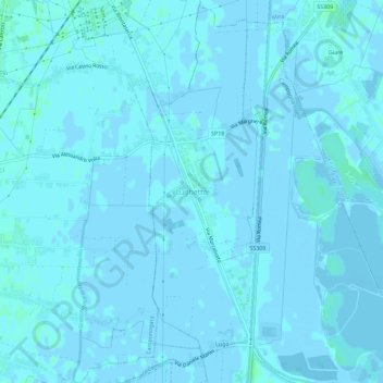 Topografinen kartta Lughetto, korkeus, helpotus