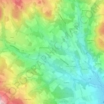 Topografinen kartta Obersaifen, korkeus, helpotus