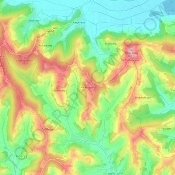 Topografinen kartta Kleinkögeln, korkeus, helpotus
