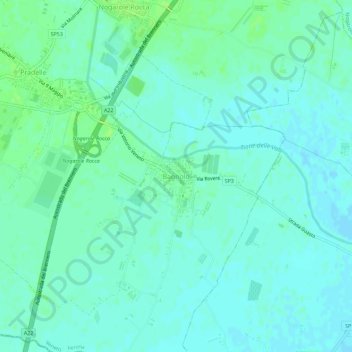 Topografinen kartta Bagnolo, korkeus, helpotus