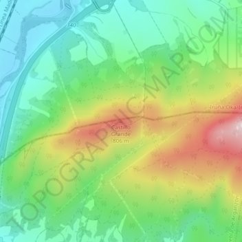 Topografinen kartta Castillo Grande, korkeus, helpotus