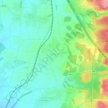Topografinen kartta Giv'at Koah, korkeus, helpotus