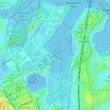 Topografinen kartta Shipwreck Lookout, korkeus, helpotus