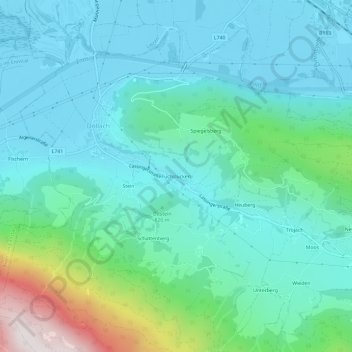 Topografinen kartta Fuchslucken, korkeus, helpotus