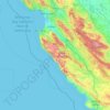Topografinen kartta Big Sur, korkeus, helpotus