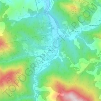 Topografinen kartta Irabien, korkeus, helpotus