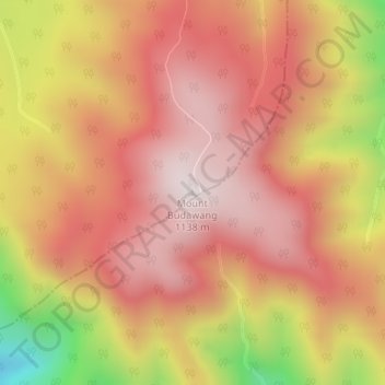 Topografinen kartta Mount Budawang, korkeus, helpotus