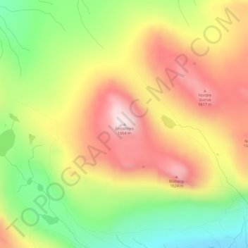 Topografinen kartta Fossebrea, korkeus, helpotus