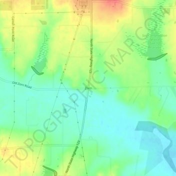 Topografinen kartta Zorn, korkeus, helpotus
