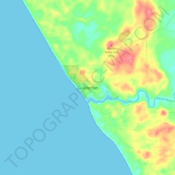 Topografinen kartta Guilderton, korkeus, helpotus