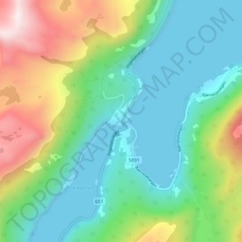 Topografinen kartta Straume, korkeus, helpotus