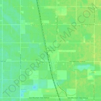 Topografinen kartta Monmouth, korkeus, helpotus