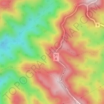 Topografinen kartta Westridge Outlook, korkeus, helpotus
