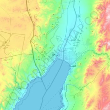 Topografinen kartta Eilat, korkeus, helpotus