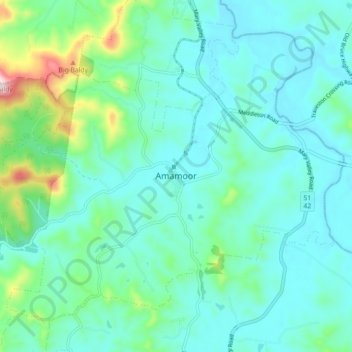 Topografinen kartta Amamoor, korkeus, helpotus
