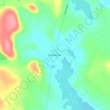 Topografinen kartta Mickelsträsk, korkeus, helpotus