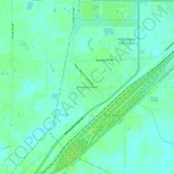 Topografinen kartta Emerson Park, korkeus, helpotus