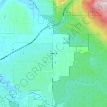 Topografinen kartta Hobart, korkeus, helpotus