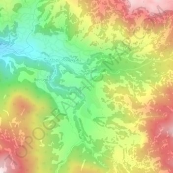 Topografinen kartta Bako, korkeus, helpotus