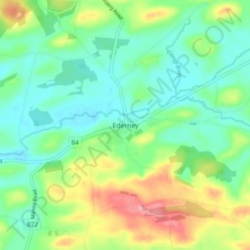 Topografinen kartta Ederney, korkeus, helpotus