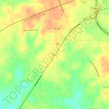 Topografinen kartta Eylau, korkeus, helpotus
