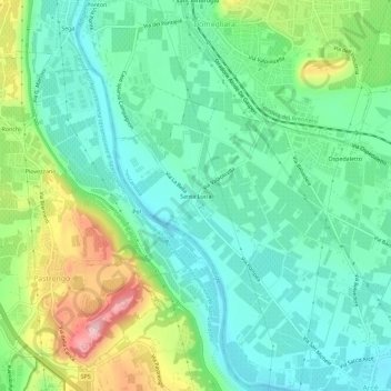 Topografinen kartta Santa Lucia, korkeus, helpotus