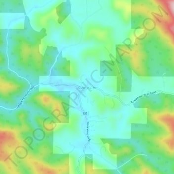 Topografinen kartta Comptche, korkeus, helpotus