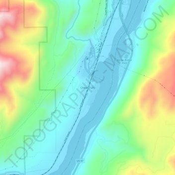 Topografinen kartta Chelan Falls, korkeus, helpotus
