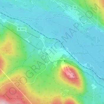 Topografinen kartta Gopshus, korkeus, helpotus