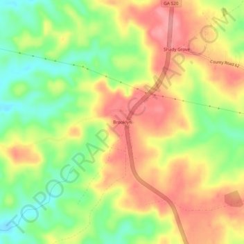 Topografinen kartta Brooklyn, korkeus, helpotus