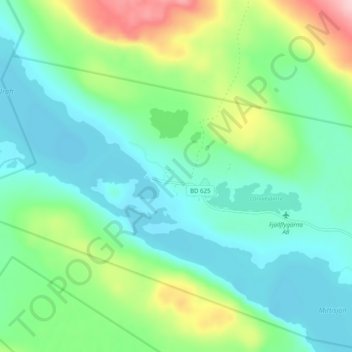 Topografinen kartta Adolfström, korkeus, helpotus