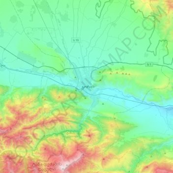 Topografinen kartta Gori, korkeus, helpotus